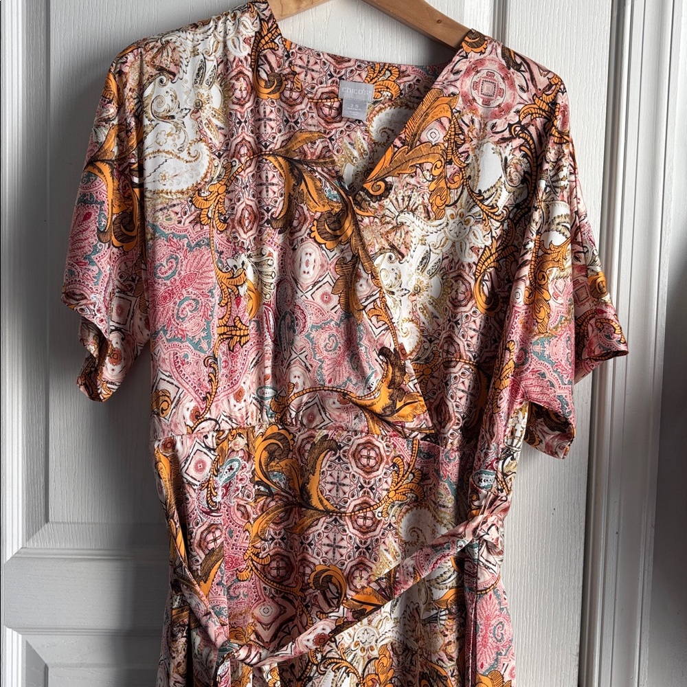 Chico's Paisley Maxi Silky Dress - Picture 2 of 11